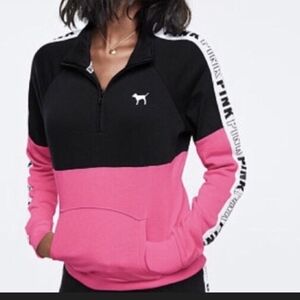 Victoria's Secret Pink and Black Colorblock Hoodie